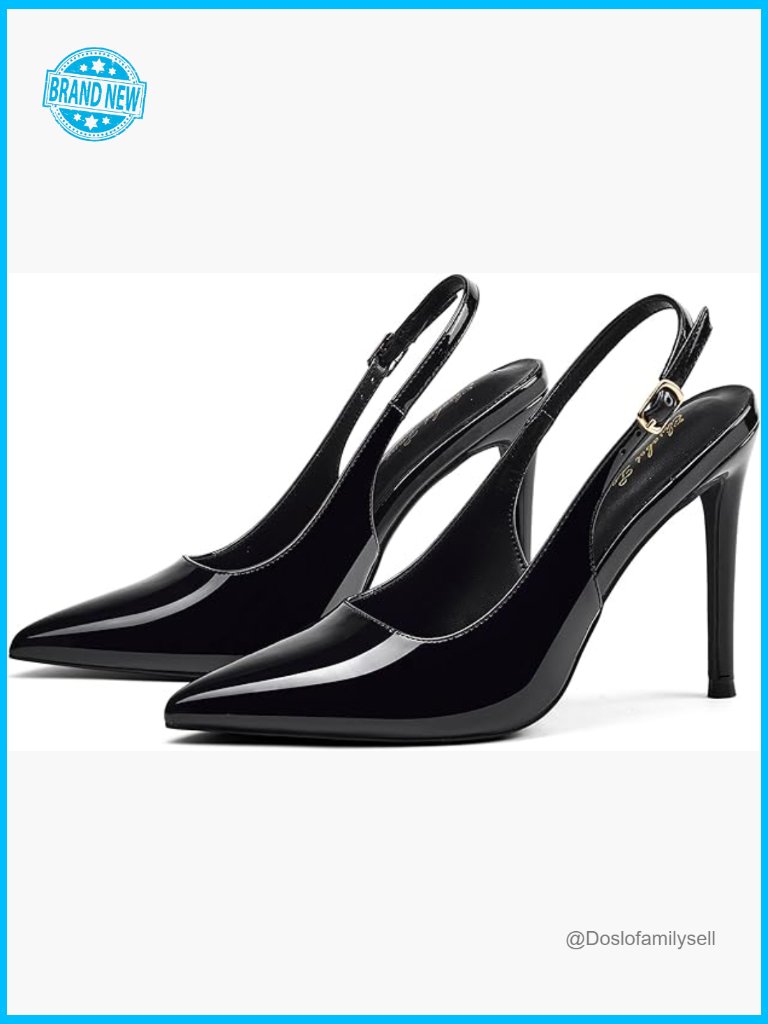 Elegant Pointed Toe Stiletto Pumps 4.1in Heels Classic Slingback Work Party